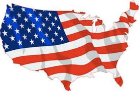 Usa map with USA flag as background